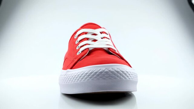 Red canvas shoe isolated on white background