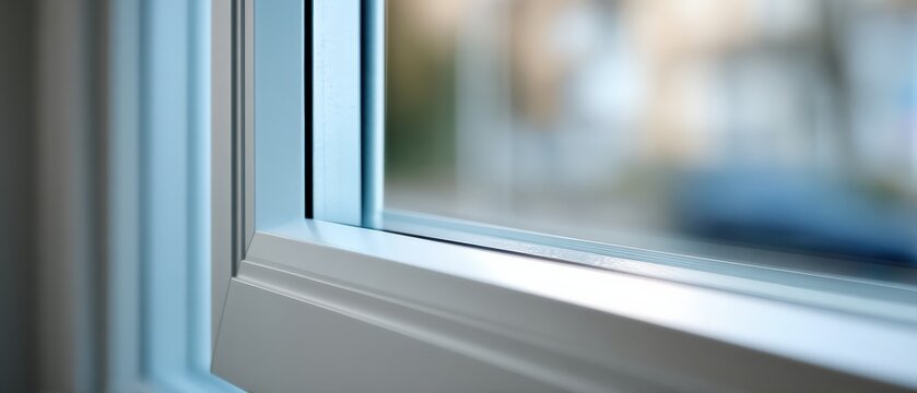 Closeup of Modern White Window Frame with Glass Pane, showcasing architectural detail and natural light Concept of home improvement, construction, and interior design - Powered by Adobe
