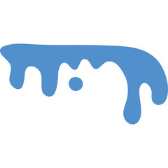 Blue liquid shape with dripping effect and a small circular dot in the center isolated on a white background abstract design element