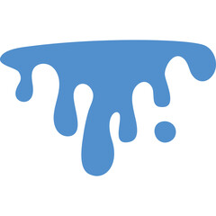 Abstract blue liquid blob shape with dripping effect isolated on white background with transparent background and no objects