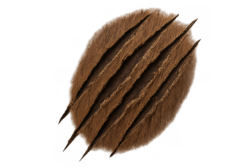 Animal claw marks scratching and tearing brown fur, creating an aggressive monster attack effect, transparent background