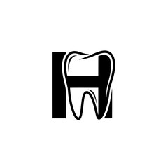 Minimal Tooth with Letter H Dental Clinic Logo – Black and White Icon
