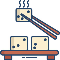 Delicious Tofu Cubes Served With Chopsticks On A Wooden Tray With Steam Rising From The Top Cube Representing A Warm And Savory Dish