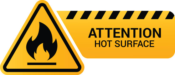 Obraz premium Caution heat material sign with flame icon for industrial safety use