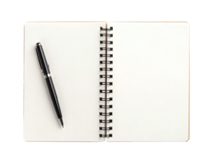 Capture your innovative ideas in a stylish notebook with an elegant black pen ready to inspire creativity