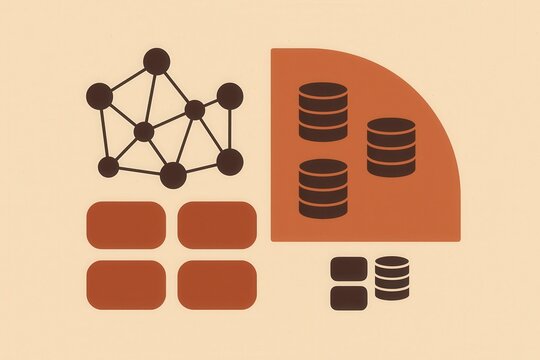 Abstract representation of data organization showcasing network connections, information flow, analytical patterns, and modern design aesthetics in a visually compelling format