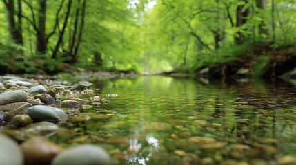 Naklejka premium A shallow stream as clear as crystal