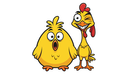 Fototapeta premium Funny Cartoon Chicken and Chick Illustrations Playful Farm Birds for Creative Designs