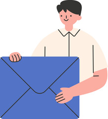 Illustration of Man Holding an Envelope