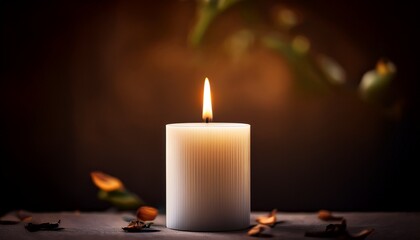 single candle burning in remembrance thoughtful vertical composition for spiritual design