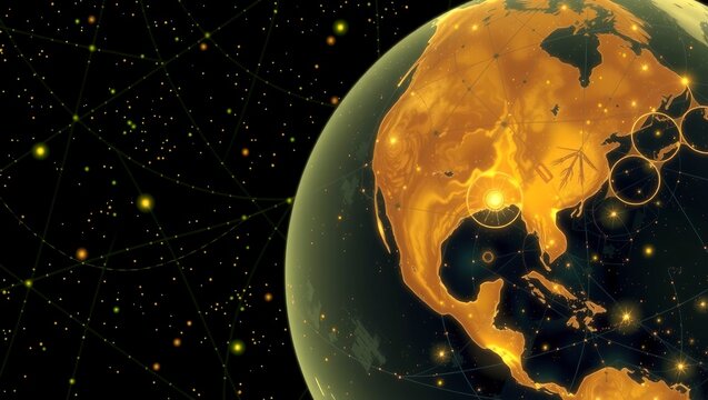 Glowing Digital Earth Connectivity Network