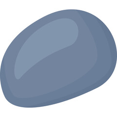 A Smooth Blue Gray Oval Pebble with Subtle Highlights Isolated on a Transparent Background Showing Minimalist Texture and Form
