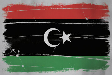 Distressed Libya flag with grunge texture conveys history and patriotism for independence day celebrations and national pride