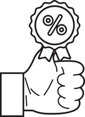 Discount icon in thin line, flat, and color style on white background with editable stroke. Starburst with percentage symbol
