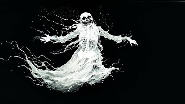 Eerie Ghostly Apparition: Spectral Halloween Fantasy Art with Chilling Supernatural Being and Ethereal Smoky Effect