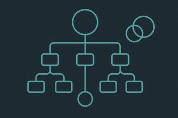 Abstract diagram illustrating interconnected nodes representing data flow and organizational structure symbolizing systemic relationships and networks in digital landscapes