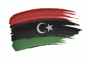 Patriotic brushstroke effect flag of Libya for national pride and cultural identity projects, celebration of freedom and unity