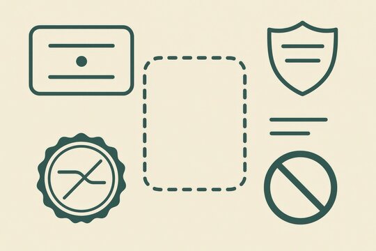 Abstract illustration showcasing security concepts with icons representing identity verification, authentication, and protection measures emphasizing digital safety and compliance standards