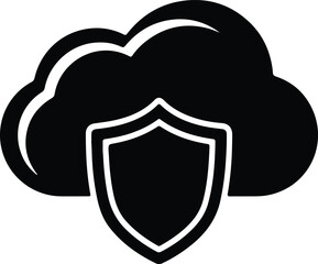 Fototapeta premium Illustration cloud computing security shield data protection silhouette vector