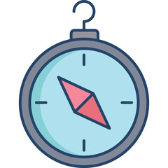 Blue Round Compass With Red Needle Isolated On Transparent Background For Navigation And Direction Concept