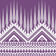 Violet and white ethnic chevron architecture featuring tapered arrow columns and intricate pixel bands for fashion decor