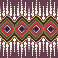 Earthy bohemian diamond geometry framed by layered zigzag steps and soft droplet heart chains for cozy fabric decor