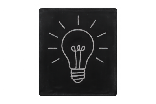 Light bulb drawing on blackboard symbolizing idea, inspiration, creativity, innovation, and problem solving concept