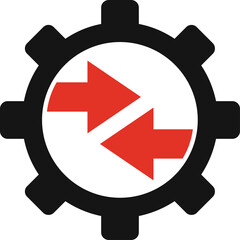 Black Gear With Red Arrows Showing Exchange Inside A White Circle On A Transparent Background
