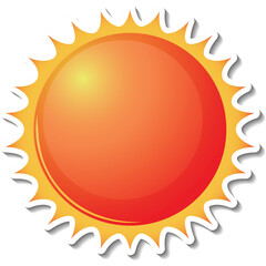 A Bright Orange Sun Icon with Jagged Rays and Subtle Shadow on a Transparent Background Ideal for Weather and Summer Themes