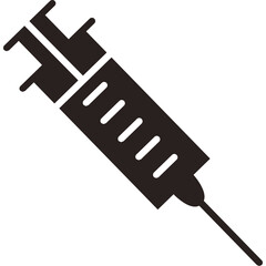 Black medical syringe icon with transparent background representing healthcare and medicine isolated on white