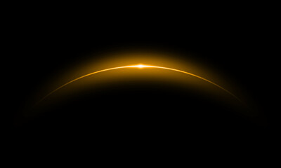 Gold Light Flare Arc | Shining Glow Effect on Black