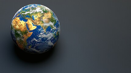 A stunning detailed view of Earth, showcasing continents and oceans against a vast, deep, matte background, highlighting the planet's beauty and intricacy.