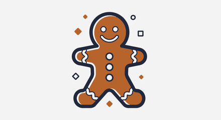 A cheerful gingerbread man icon with festive sparkles, perfect for holiday celebrations and baking themes
