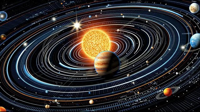 abstract space background, solar system, planets, sun, backdrop, wallpaper