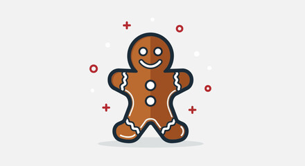 A cute and festive gingerbread man illustration, perfect for holiday decorations and seasonal designs