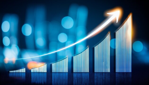 rising bar chart with upward arrow modern business growth