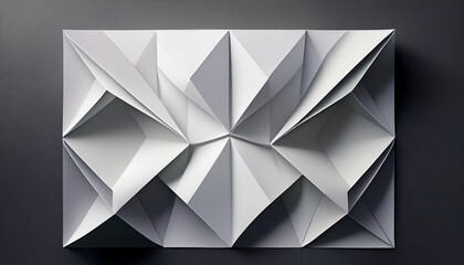 white folded paper with geometric creases and shadow
