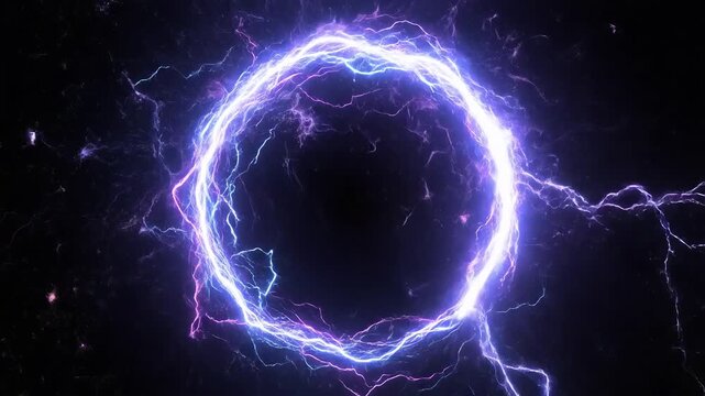 Dynamic Glowing Electric Energy Circle Animation Loop.