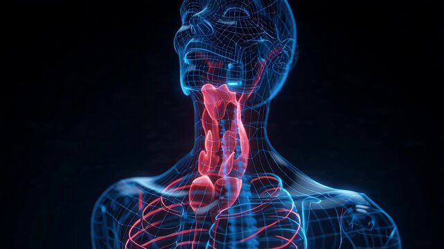 Human Trachea and Lungs Anatomy 3D Rendered Medical Illustration for Respiratory System.