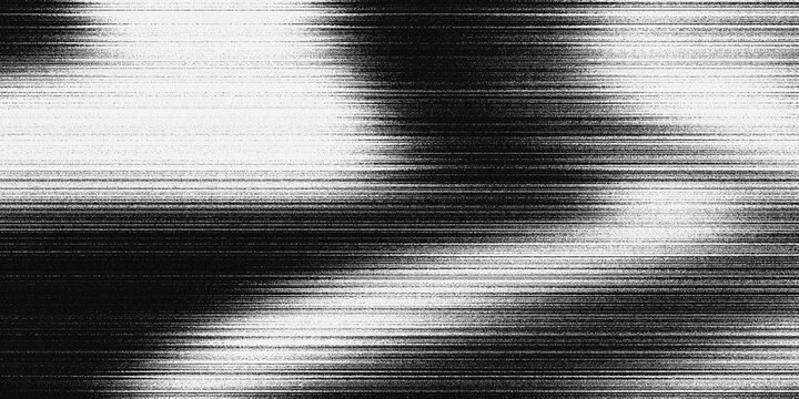 Black and white monochrome texture with the effect of intense fine horizontal lines, resembling TV signal interference, glitch, static, the impression of movement or video distortion.