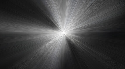 Black and white radial border vignette abstract background. Smooth gradient blend. Central light glow. Soft, blurred edges. Noise grain texture. Grayscale fade. Minimal monochrome light burst effect