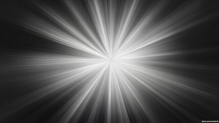 Black and white radial border vignette abstract background. Smooth gradient blend. Central light glow. Soft, blurred edges. Noise grain texture. Grayscale fade. Minimal monochrome light burst effect