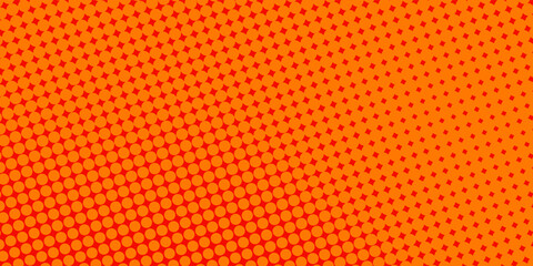 Dots halftone orange color pattern gradient texture with technology digital background. Dots pop art comics with summer background.