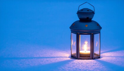 Outdoor Lantern in Snow at Twilight