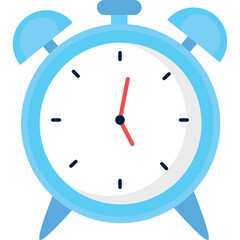 Blue Alarm Clock With White Face And Black Hour Markers And Red Minute Hand On Transparent Background