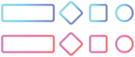 Abstract geometric shapes with neon gradient outlines on a white background