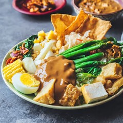 Healthy chicken and rice dinner plate with green vegetables