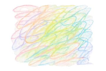 Pastel color doodle with abstract scribbles creating a vibrant hand-drawn texture. Art element with transparency