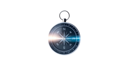 The subtle reflection of the compass is visible on the surface below. This compass symbolizes direction, guidance, and navigation..ds