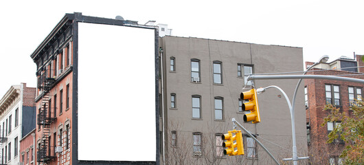 Blank billboard on Manhattan building in downtown New York City. © Pierre